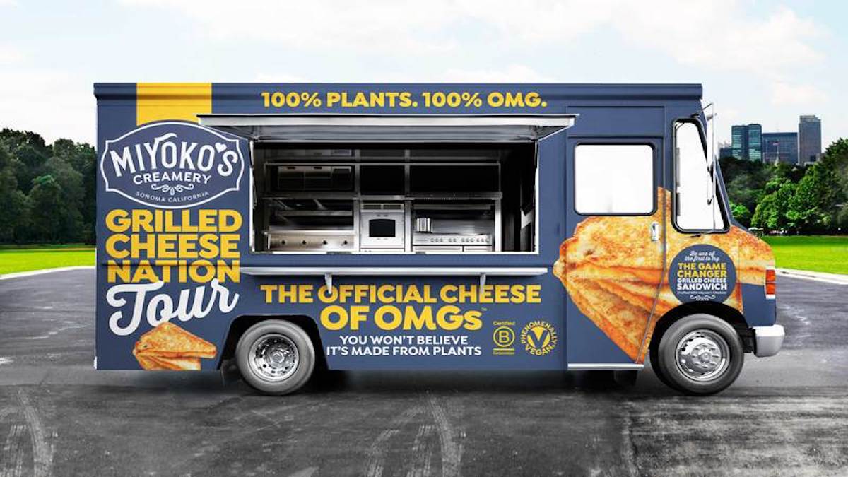 Miyoko's Creamery will be travel from coast to coast in the United States serving free vegan grilled cheese sandwiches.